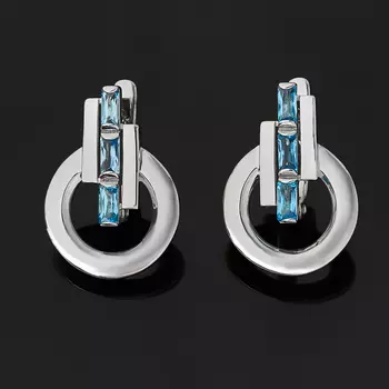 Серьги топаз swiss (серебро 925 пр. родир. бел.) огранка