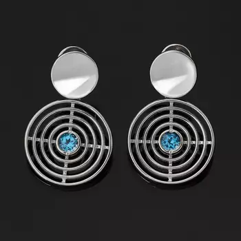 Серьги топаз swiss (серебро 925 пр. родир. бел.) пуссеты огранка