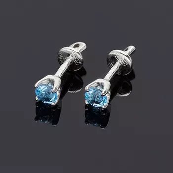 Серьги топаз swiss (серебро 925 пр. родир. бел.) пуссеты огранка