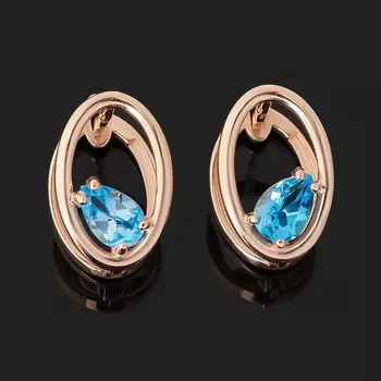 Серьги топаз swiss (серебро 925 пр. позолота) огранка