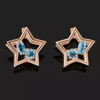 Серьги топаз swiss (серебро 925 пр. позолота) огранка