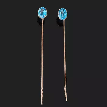 Серьги топаз swiss (серебро 925 пр. позолота) протяжки огранка