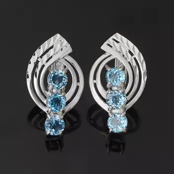 Серьги топаз swiss (серебро 925 пр. родир. бел.) огранка