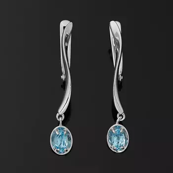 Серьги топаз swiss (серебро 925 пр. родир. бел.) огранка