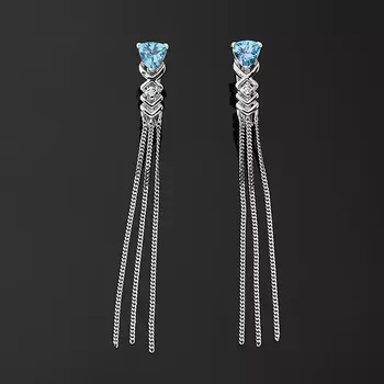 Серьги топаз swiss (серебро 925 пр. родир. бел.) огранка