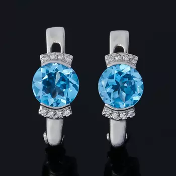 Серьги топаз swiss (серебро 925 пр. родир. бел.) огранка