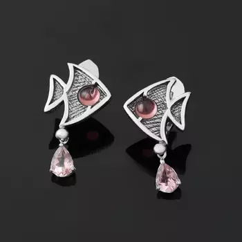 Серьги турмалин розовый (рубеллит) (серебро 925 пр.)