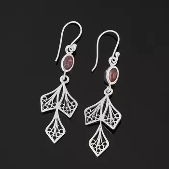 Серьги турмалин розовый (рубеллит) (серебро 925 пр.)