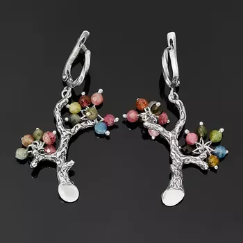 Серьги турмалин (серебро 925 пр. оксидир.) огранка