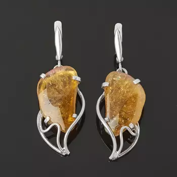 Серьги турмалин желтый (дравит) (серебро 925 пр.)