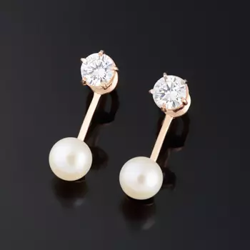 Серьги жемчуг белый пуссеты (серебро 925 пр. позолота)