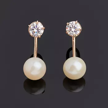 Серьги жемчуг белый (серебро 925 пр. позолота) пуссеты