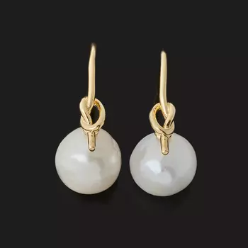 Серьги жемчуг белый (серебро 925 пр. позолота) пуссеты