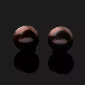 Серьги жемчуг черный пуссеты (серебро 925 пр. родир. бел.)