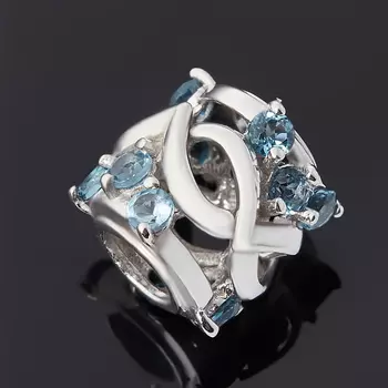 Шарм топаз лондон (серебро 925 пр. родир. бел.) большой огранка