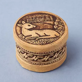 Шкатулка для хранения (дерево береста) камней / украшений (бежевый) 4,5х3,5 см