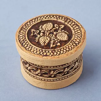 Шкатулка для хранения (дерево береста) камней / украшений (бежевый) 4,5х3 см