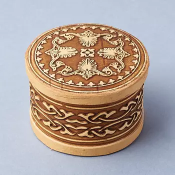 Шкатулка для хранения (дерево береста) камней / украшений (бежевый) 8х5,5 см