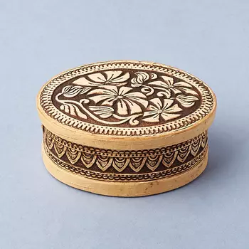 Шкатулка для хранения (дерево береста) камней / украшений (бежевый) 8,5х6х4 см