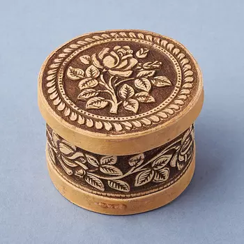 Шкатулка для хранения (дерево береста) камней / украшений (бежевый) 4,5х3,5 см