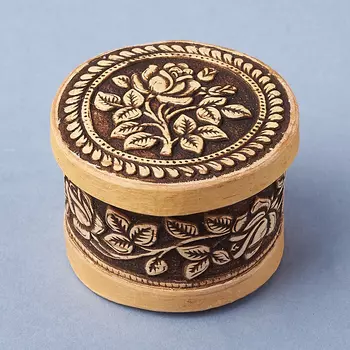 Шкатулка для хранения (дерево береста) камней / украшений (бежевый) 4,5х3,5 см