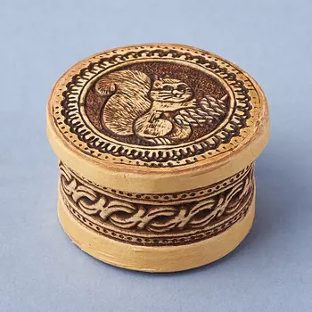 Шкатулка для хранения (дерево береста) камней / украшений (бежевый) 4,5х3,5 см