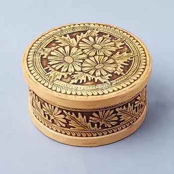 Шкатулка для хранения (дерево береста) камней / украшений (бежевый) 10х5 см