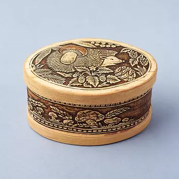 Шкатулка для хранения (дерево береста) камней / украшений (бежевый) 12х8х6,5 см