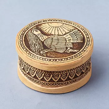 Шкатулка для хранения (дерево береста) камней / украшений (бежевый) 7х3,5 см