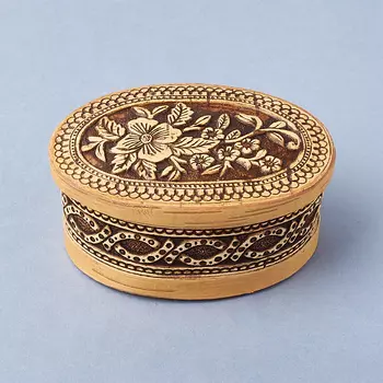 Шкатулка для хранения (дерево береста) камней / украшений (бежевый) 8,5х6х4 см