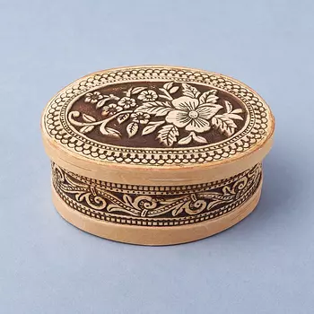 Шкатулка для хранения (дерево береста) камней / украшений (бежевый) 8,5х6х4 см