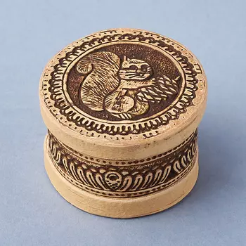 Шкатулка для хранения (дерево береста) камней / украшений (бежевый) 4,5х3,5 см