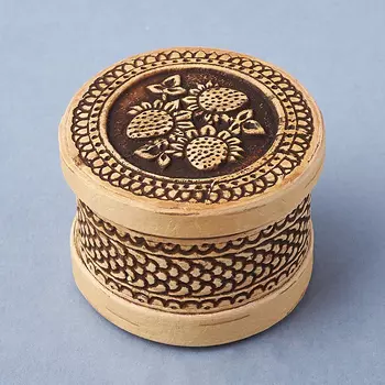 Шкатулка для хранения (дерево береста) камней / украшений (бежевый) 4,5х3 см