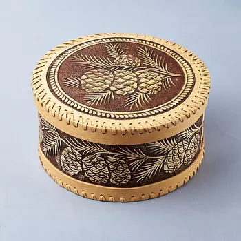 Шкатулка для хранения (дерево береста) камней / украшений (бежевый) 19,5х10 см