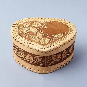 Шкатулка для хранения (дерево береста) камней / украшений (бежевый) 14,5х11,5х7,5 см