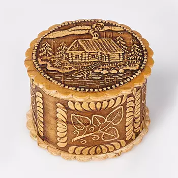 Шкатулка для хранения камней / украшений (дерево береста) 4,5х3 см