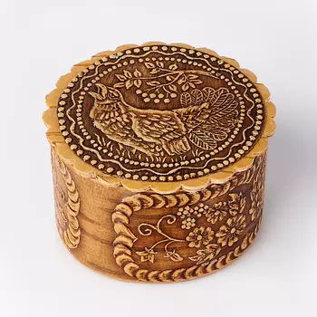 Шкатулка для хранения камней / украшений (дерево береста) 5,5х3,5 см