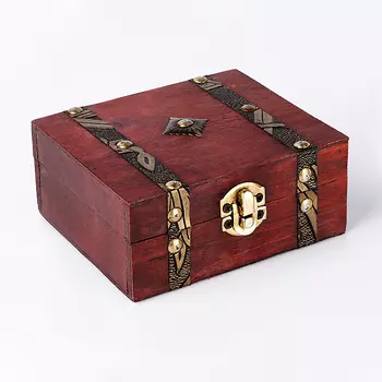 Шкатулка для хранения камней / украшений (дерево, кожа иск.) (коричневый) 13х11х5,5 см