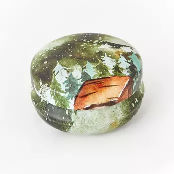 Шкатулка для хранения камней / украшений (зеленый) 4х2 см