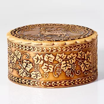 Шкатулка для хранения украшений (дерево береста) 7,5х4 см