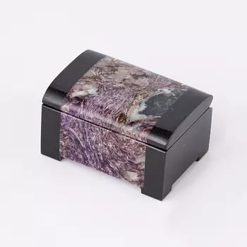 Шкатулка микс долерит, чароит 6х4х3,5 см