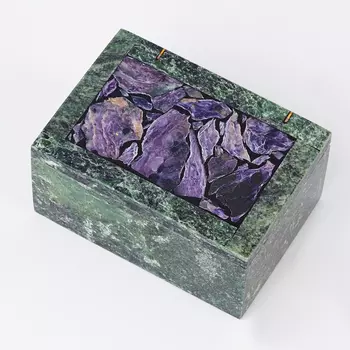 Шкатулка микс змеевик, чароит 10х7х5 см