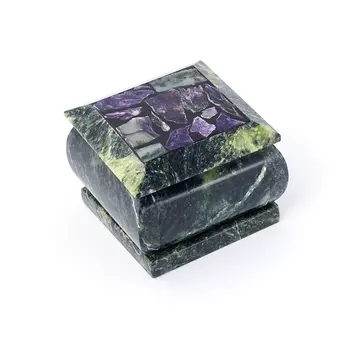 Шкатулка микс змеевик, чароит 5х5х4 см