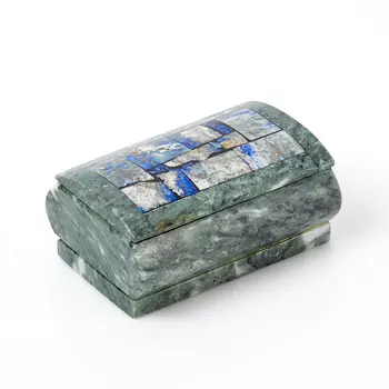 Шкатулка микс змеевик, лазурит 10х7х4,5 см