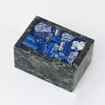 Шкатулка микс змеевик, лазурит 10х7х5 см