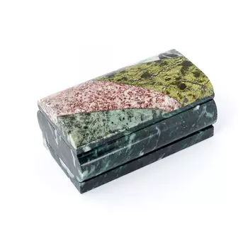Шкатулка микс змеевик, мрамор 10х6х4,5 см