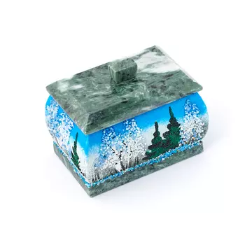 Шкатулка микс змеевик, мрамор 9х6,5х7 см