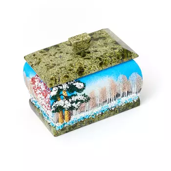 Шкатулка микс змеевик, мрамор 9х6,5х7 см