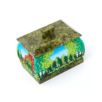 Шкатулка микс змеевик, мрамор 9х6х7 см