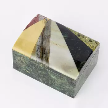 Шкатулка микс змеевик, мрамор, офиокальцит 10х7х5,5 см